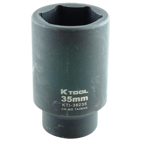 K-Tool International 1/2" Drive Impact Socket black oxide, Deep 6Pt, 1/2"Dr, 35mm KTI-38235